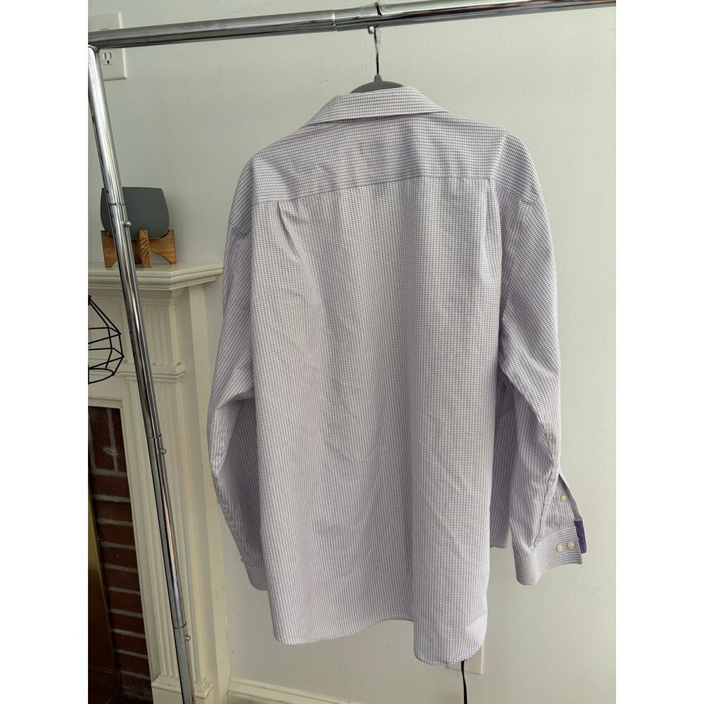 Calvin Klein Slim Fit Non Iron Dress Shirt Purple Check Button Up - Picture 5 of 9